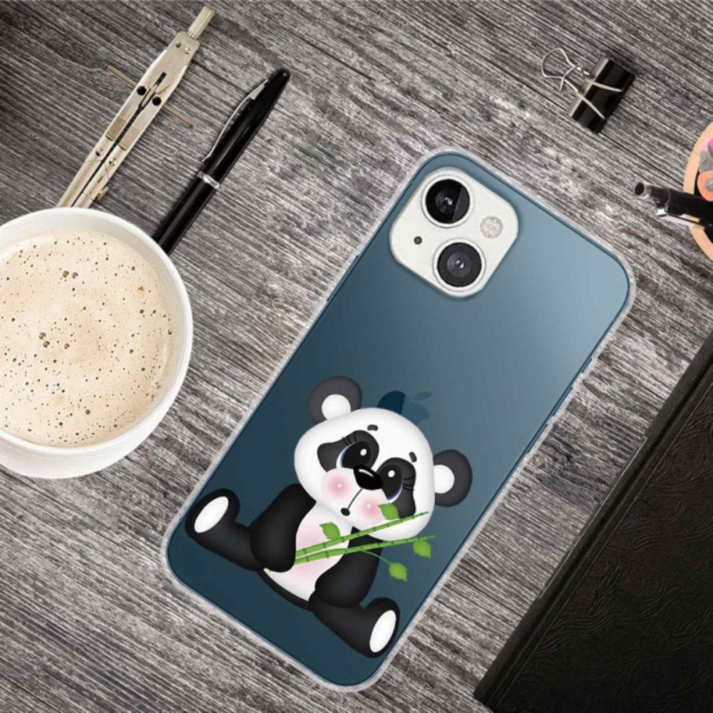 Hoesje voor iPhone 14 Plus Transparante Verdrietige Panda