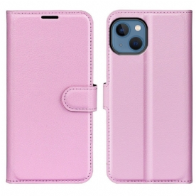 Leren Hoesje voor iPhone 14 Plus Klassiek Litchi Leer