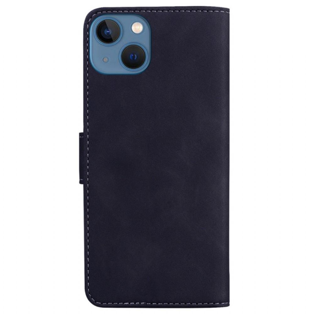 Leren Hoesje voor iPhone 14 Plus Leerstijl Naaien