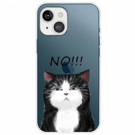 Telefoonhoesje voor iPhone 14 Plus Siliconen Kat Nee