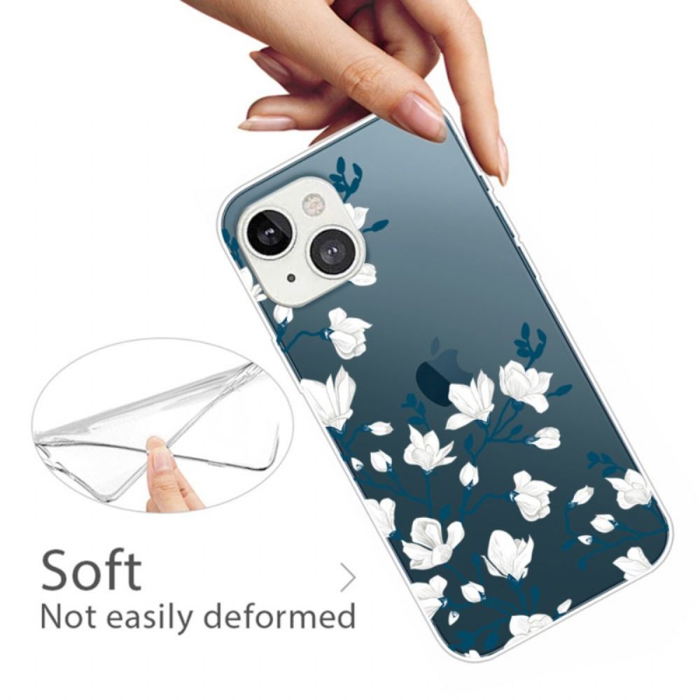 Telefoonhoesje voor iPhone 14 Plus Witte Bloemen