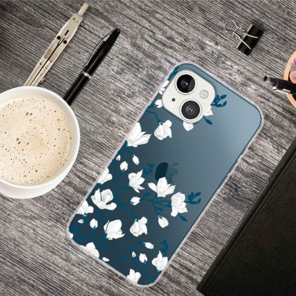 Telefoonhoesje voor iPhone 14 Plus Witte Bloemen