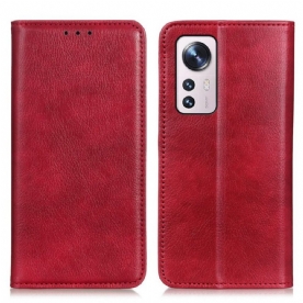 Bescherming Hoesje voor Xiaomi 12 / 12X Folio-hoesje Lychee Gespleten Lederen Textuur