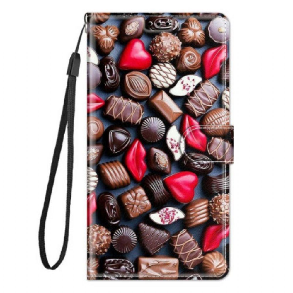 Folio-hoesje voor Xiaomi 12 / 12X Met Ketting Strip Chocolade