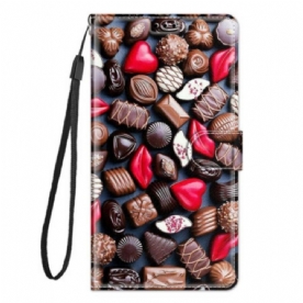 Folio-hoesje voor Xiaomi 12 / 12X Met Ketting Strip Chocolade