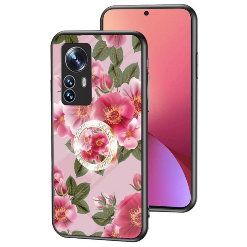 Hoesje voor Xiaomi 12 / 12X Gehard Glas Met Bloemenring