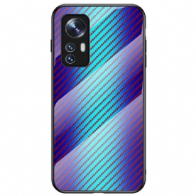 Hoesje voor Xiaomi 12 / 12X Koolstofvezel Gehard Glas