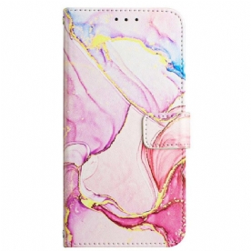 Leren Hoesje voor Xiaomi 12 / 12X Met Ketting Marmer Strippen