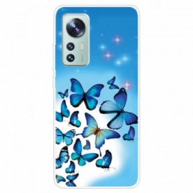 Telefoonhoesje voor Xiaomi 12 / 12X Siliconen Blauwe Vlinders