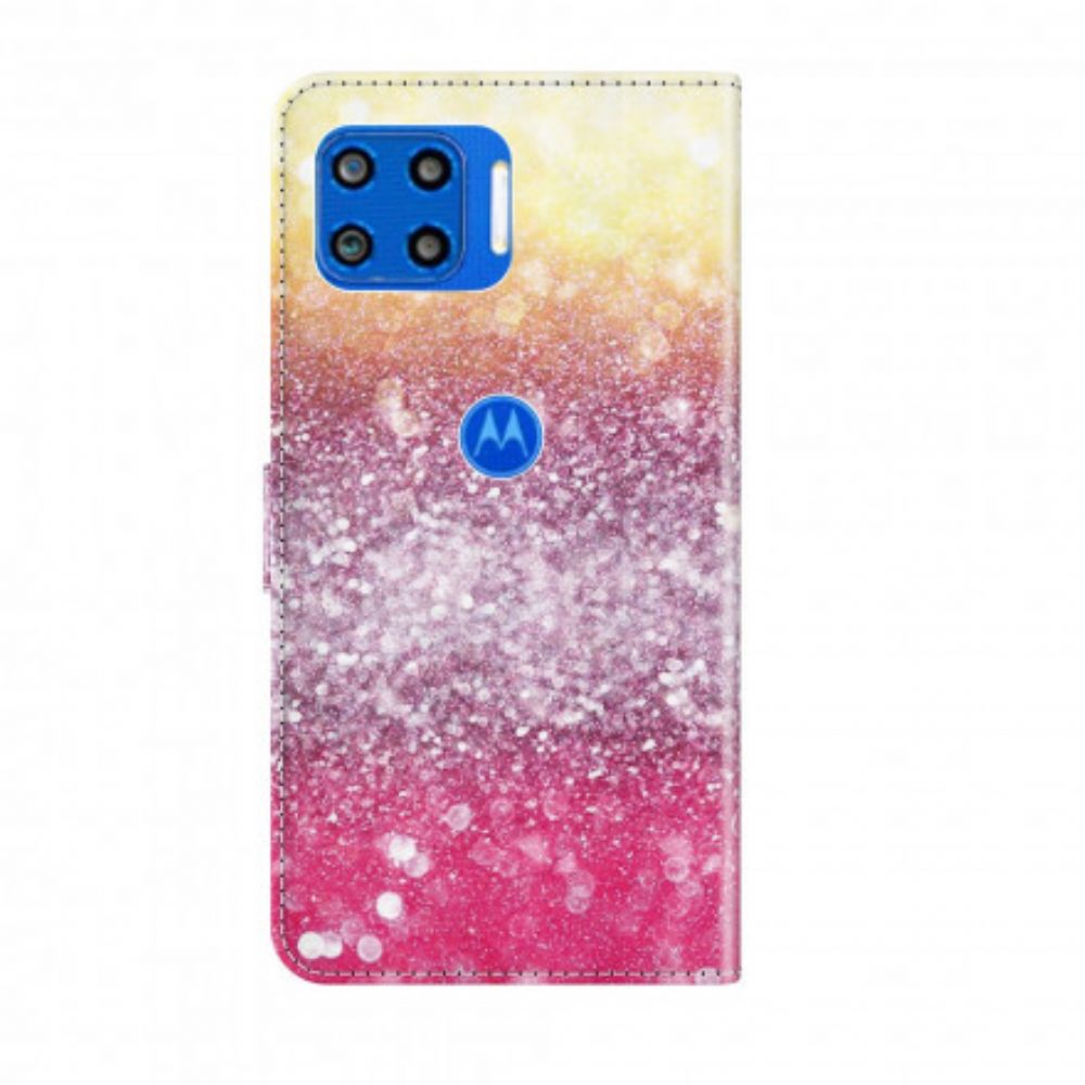 Folio-hoesje voor Moto G 5G Plus Magenta Glitterverloop