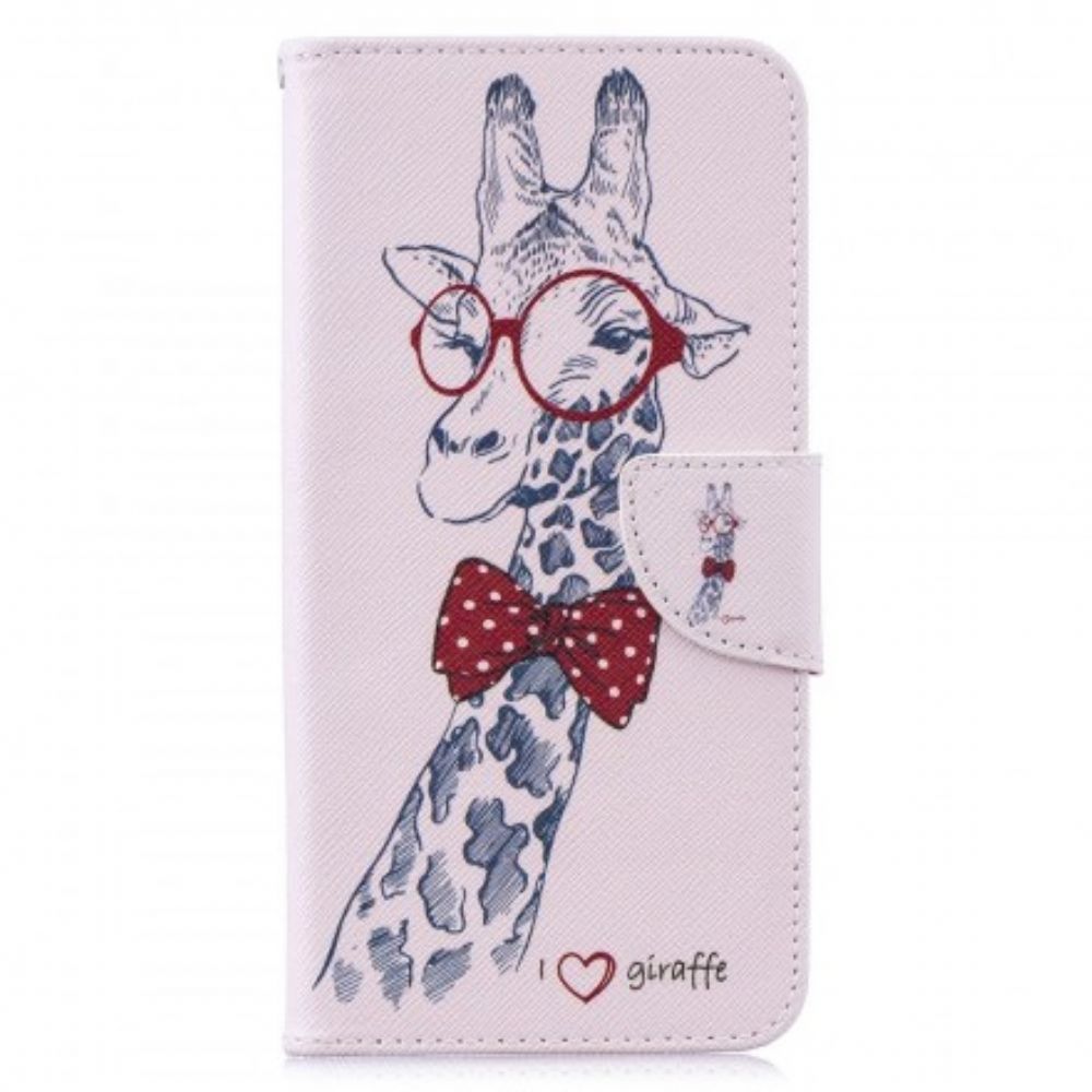 Flip Case voor Huawei Y7 2019 Nerdy Giraf