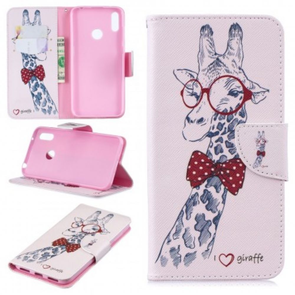 Flip Case voor Huawei Y7 2019 Nerdy Giraf