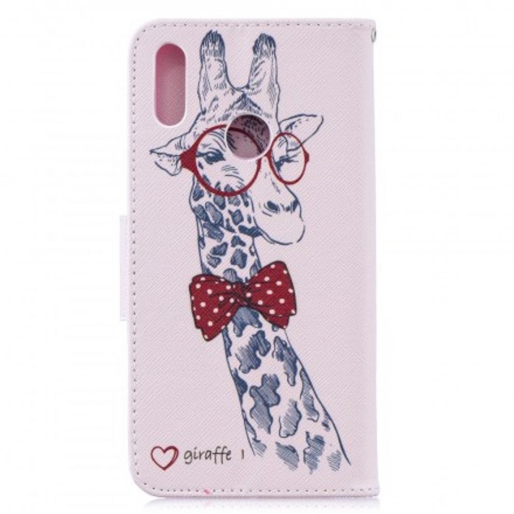 Flip Case voor Huawei Y7 2019 Nerdy Giraf