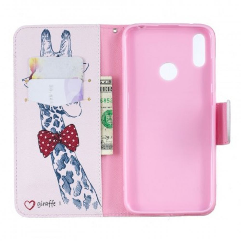 Flip Case voor Huawei Y7 2019 Nerdy Giraf