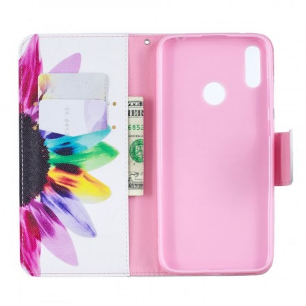 Folio-hoesje voor Huawei Y7 2019 Aquarel Bloem