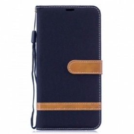 Folio-hoesje voor Huawei Y7 2019 Met Ketting Stof En Lederlook Band