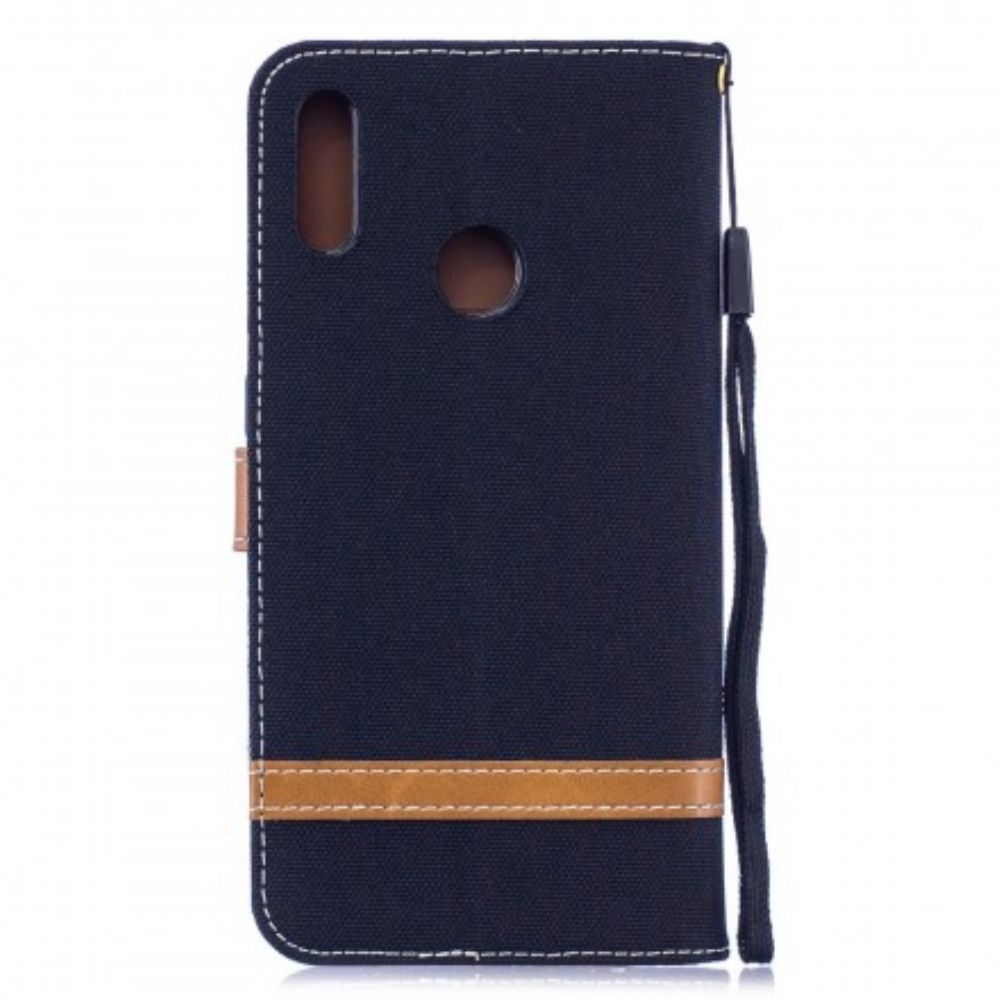 Folio-hoesje voor Huawei Y7 2019 Met Ketting Stof En Lederlook Band