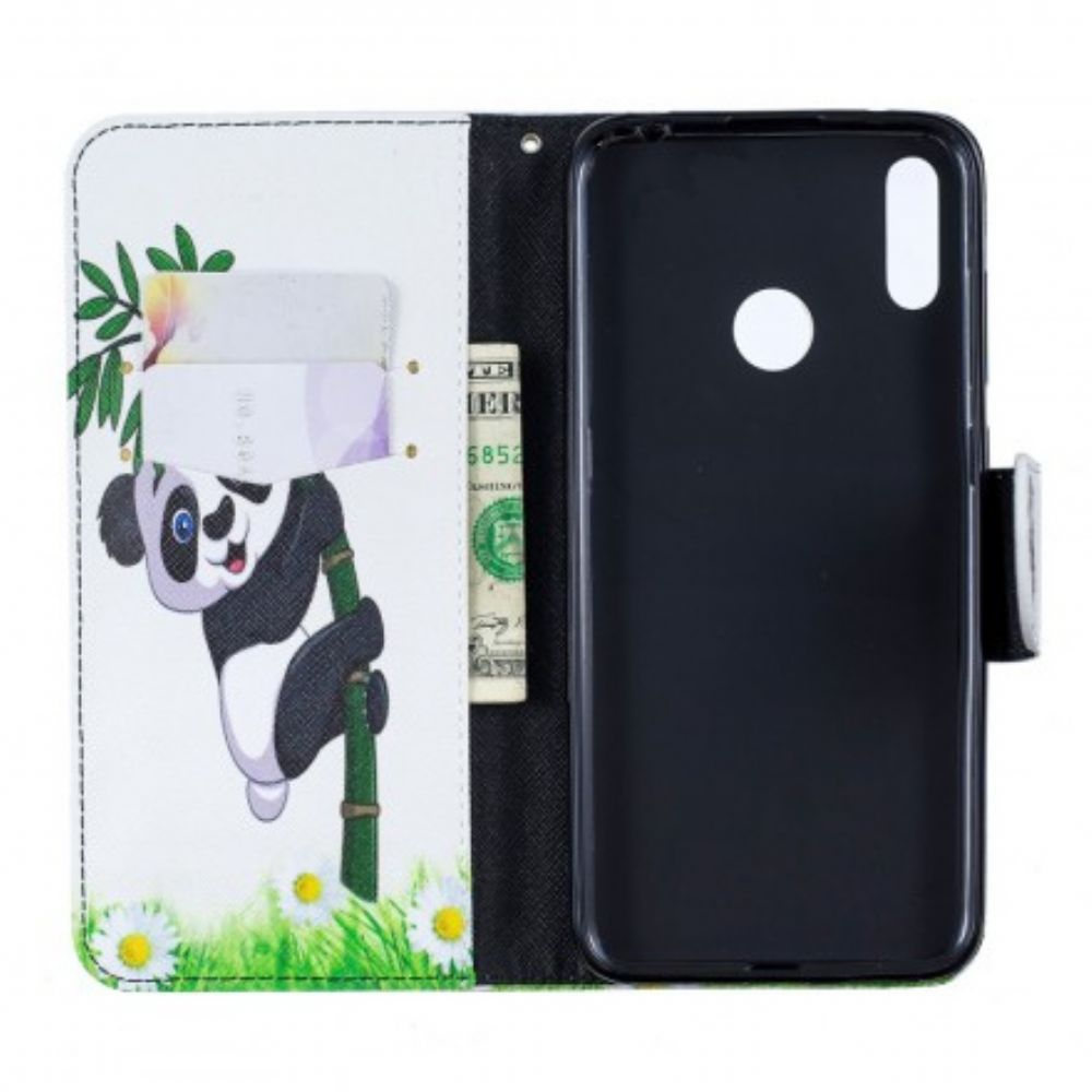 Folio-hoesje voor Huawei Y7 2019 Panda Op Bamboe