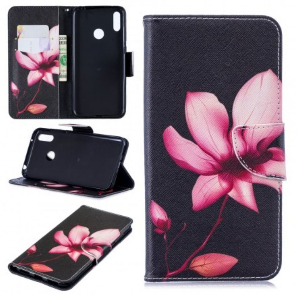 Folio-hoesje voor Huawei Y7 2019 Roze Bloem