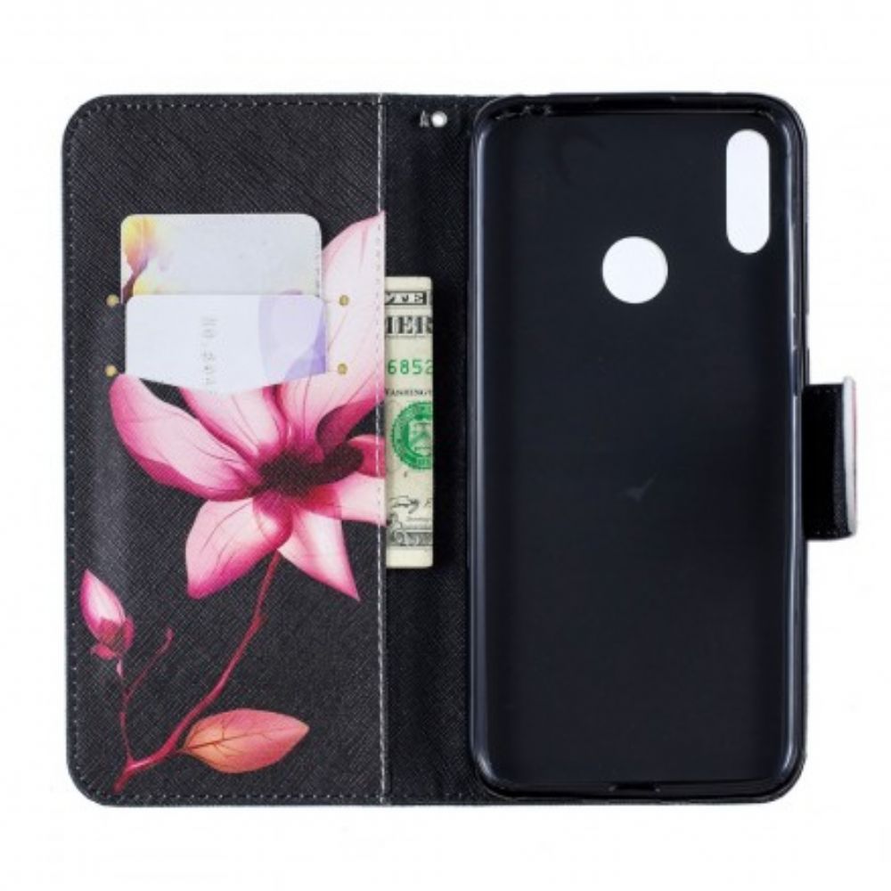 Folio-hoesje voor Huawei Y7 2019 Roze Bloem