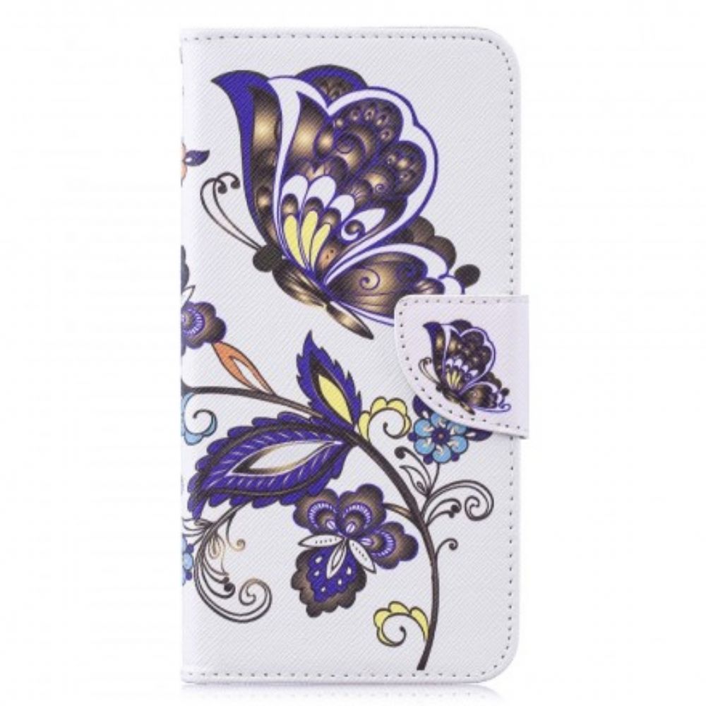 Leren Hoesje voor Huawei Y7 2019 Vlinder Tatoeage