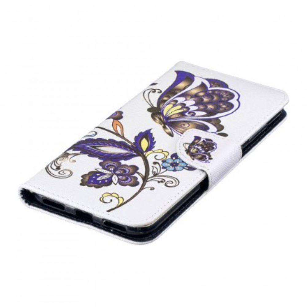 Leren Hoesje voor Huawei Y7 2019 Vlinder Tatoeage