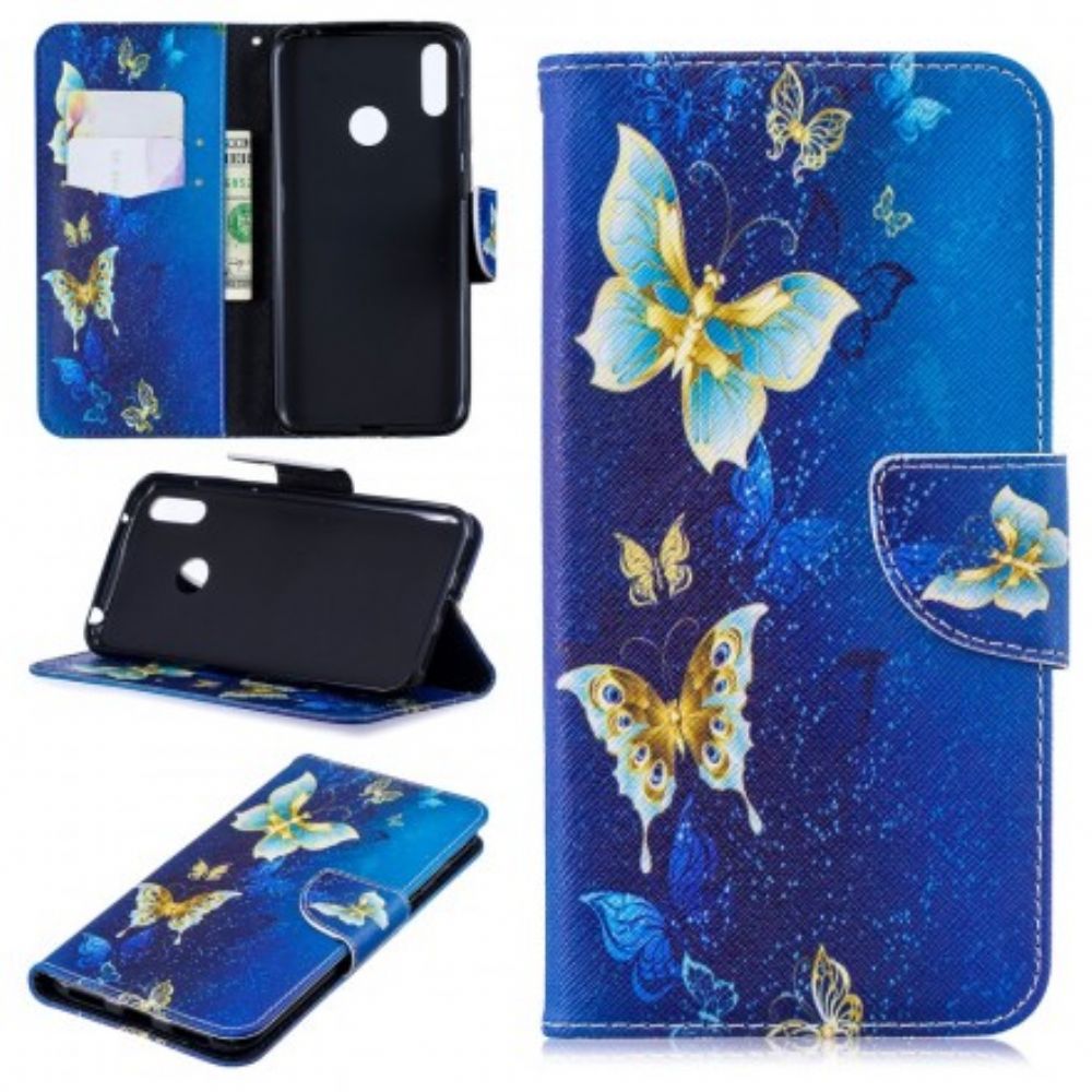 Leren Hoesje voor Huawei Y7 2019 Vlinders In De Nacht