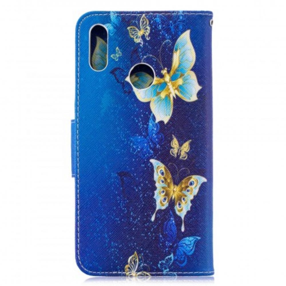 Leren Hoesje voor Huawei Y7 2019 Vlinders In De Nacht