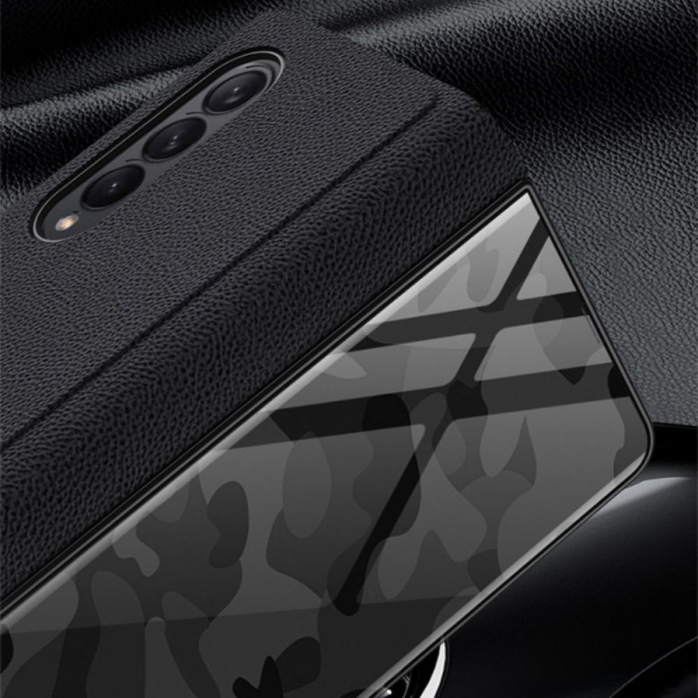 Bescherming Hoesje voor Samsung Galaxy Z Fold 3 5G Folio-hoesje Camouflage Gehard Glas