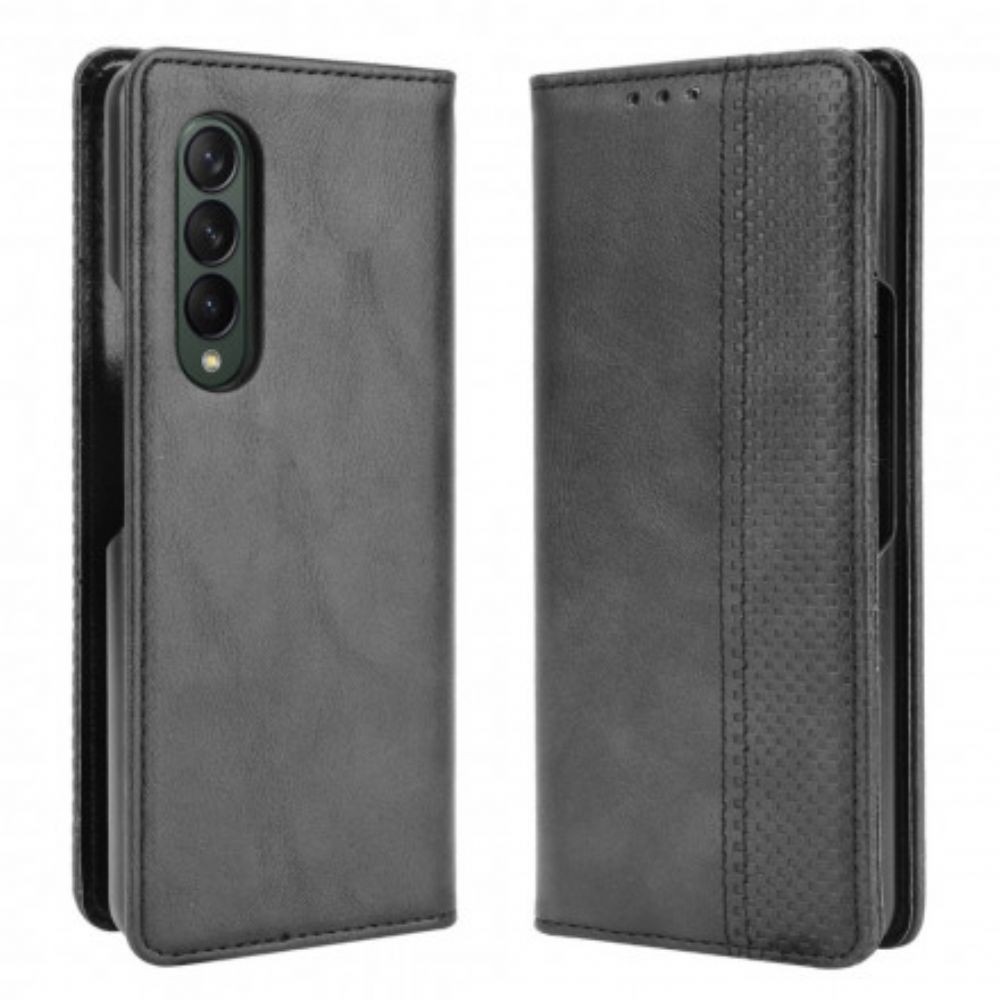 Bescherming Hoesje voor Samsung Galaxy Z Fold 3 5G Folio-hoesje Gestileerd Leereffect