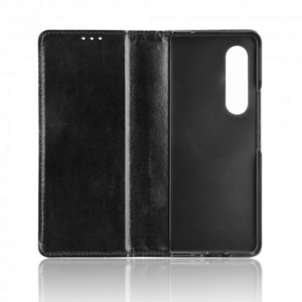 Bescherming Hoesje voor Samsung Galaxy Z Fold 3 5G Folio-hoesje Gestileerd Leereffect