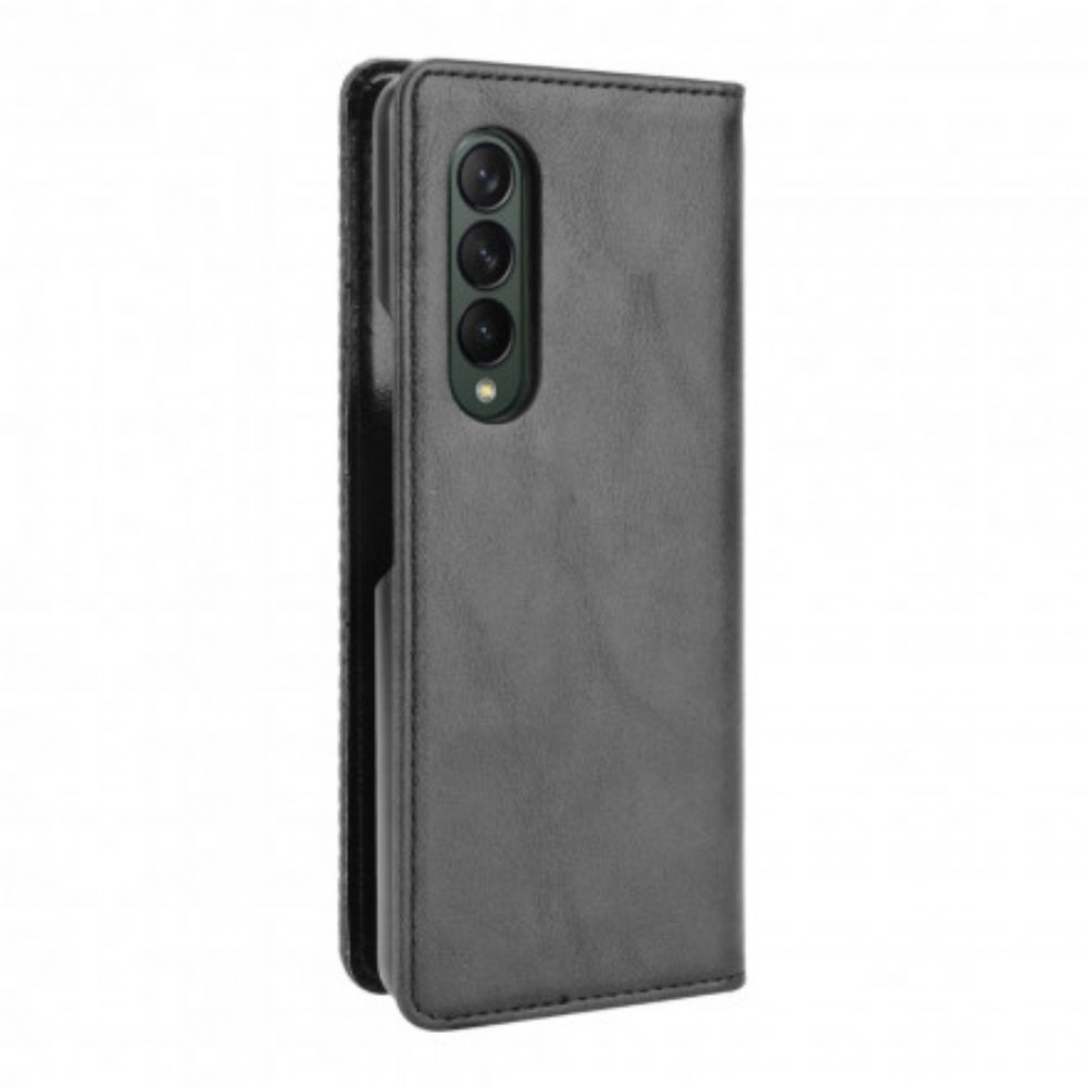 Bescherming Hoesje voor Samsung Galaxy Z Fold 3 5G Folio-hoesje Gestileerd Leereffect