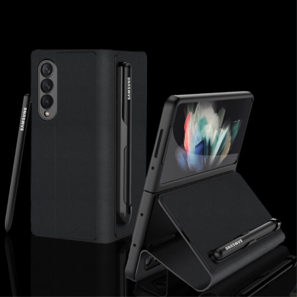 Bescherming Hoesje voor Samsung Galaxy Z Fold 3 5G Folio-hoesje Kunstleer Stylus Houder