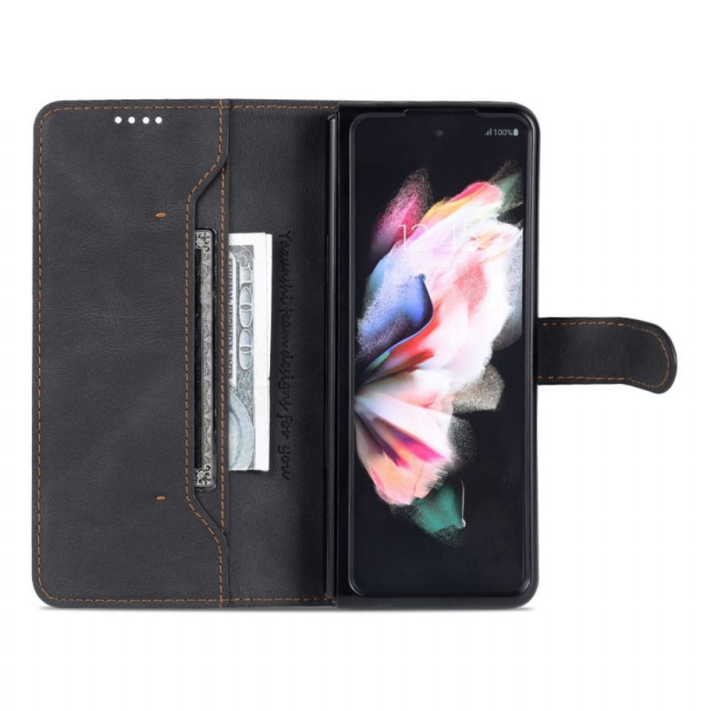 Folio-hoesje voor Samsung Galaxy Z Fold 3 5G Azns Lederen Stijl