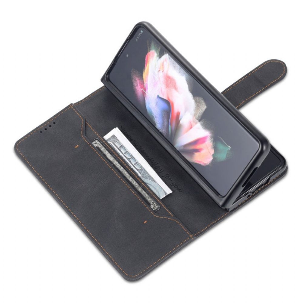 Folio-hoesje voor Samsung Galaxy Z Fold 3 5G Azns Lederen Stijl