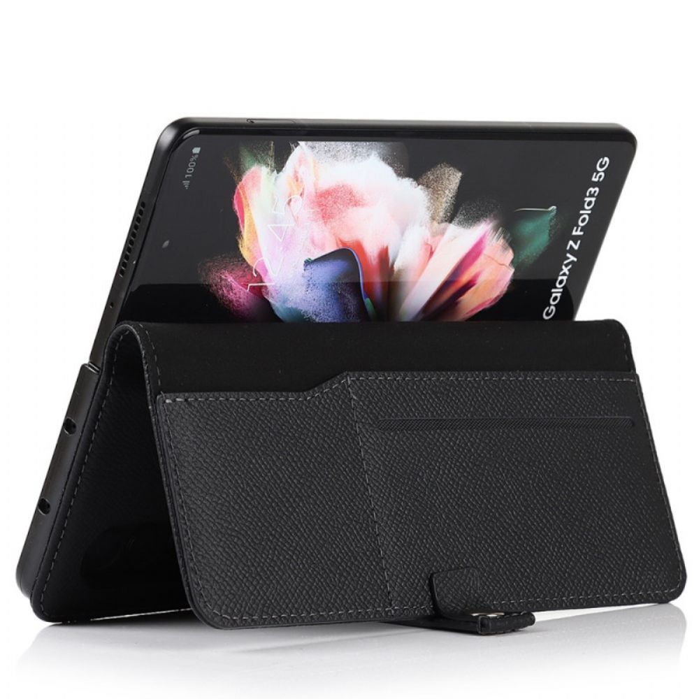 Folio-hoesje voor Samsung Galaxy Z Fold 3 5G Echte Lederen Pennenhouder En Riem