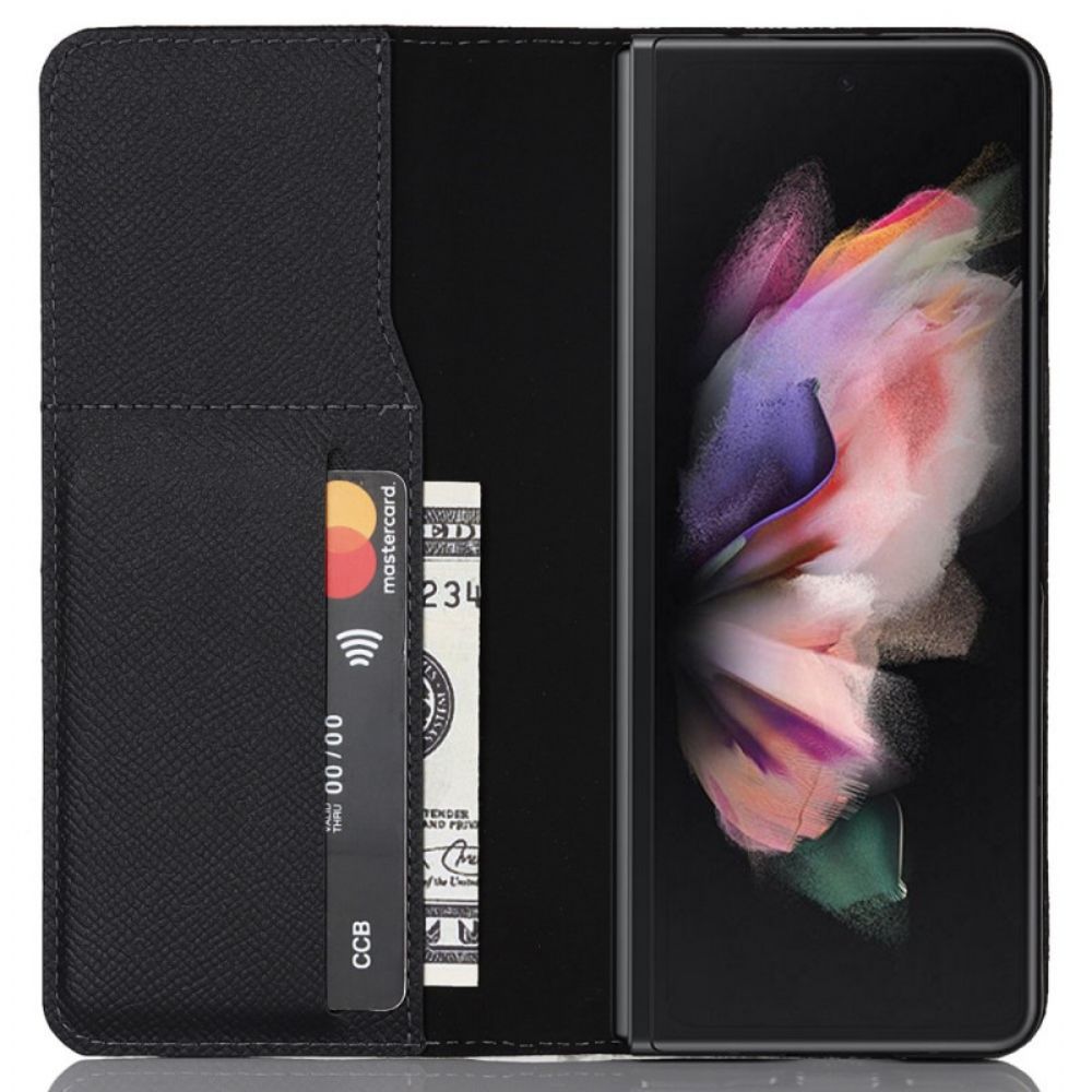 Folio-hoesje voor Samsung Galaxy Z Fold 3 5G Echte Lederen Pennenhouder En Riem