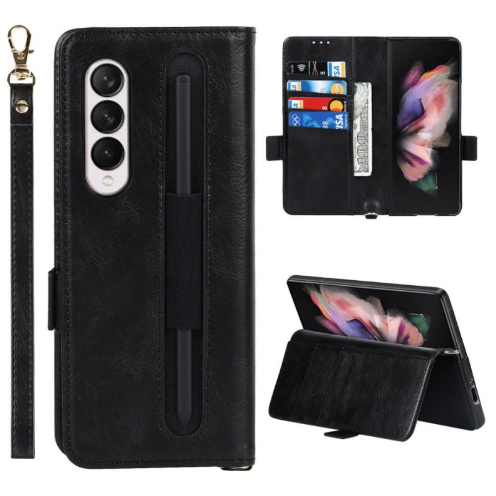 Folio-hoesje voor Samsung Galaxy Z Fold 3 5G Flip Case Penhouder Met Dubbele Klep