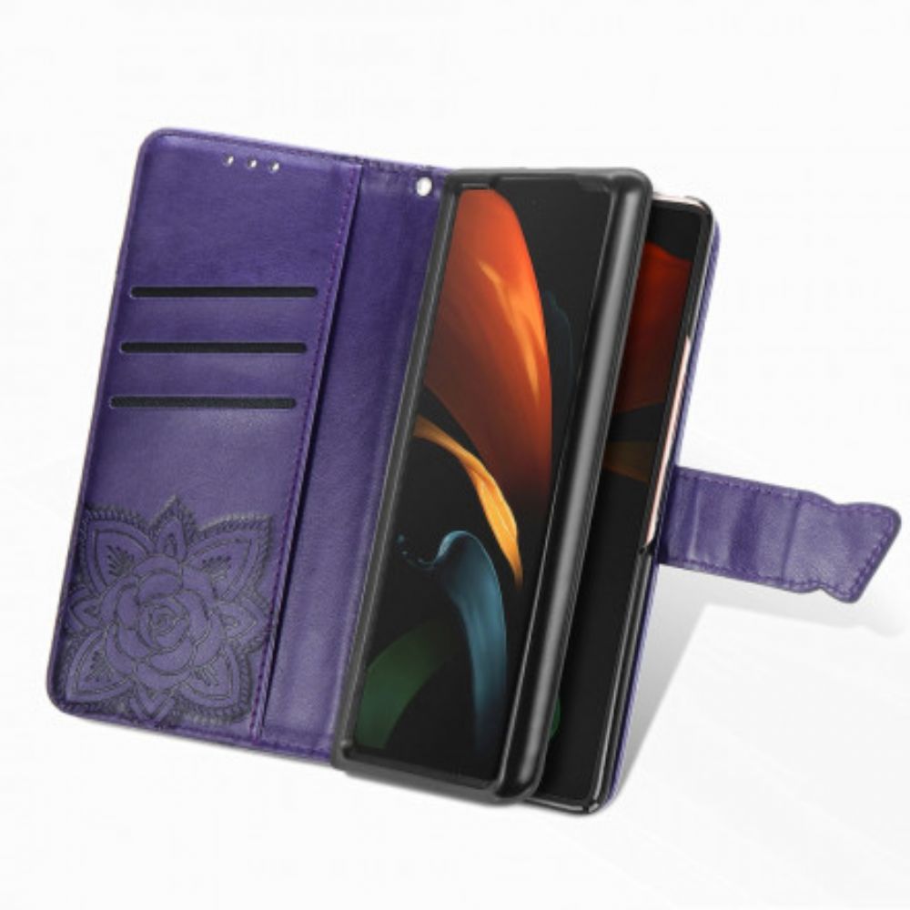 Folio-hoesje voor Samsung Galaxy Z Fold 3 5G Vlinderontwerp Met Koord