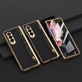 Hoesje voor Samsung Galaxy Z Fold 3 5G Bescherming Hoesje Gkk-schermbeschermer En Stylushouder