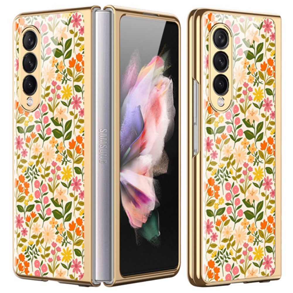 Hoesje voor Samsung Galaxy Z Fold 3 5G Bloemen Gehard Glas