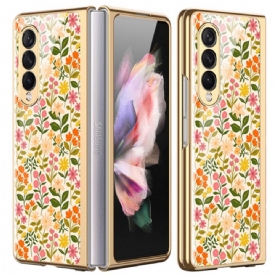 Hoesje voor Samsung Galaxy Z Fold 3 5G Bloemen Gehard Glas