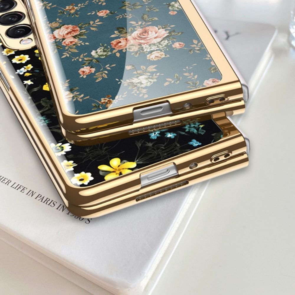 Hoesje voor Samsung Galaxy Z Fold 3 5G Bloemen Gehard Glas