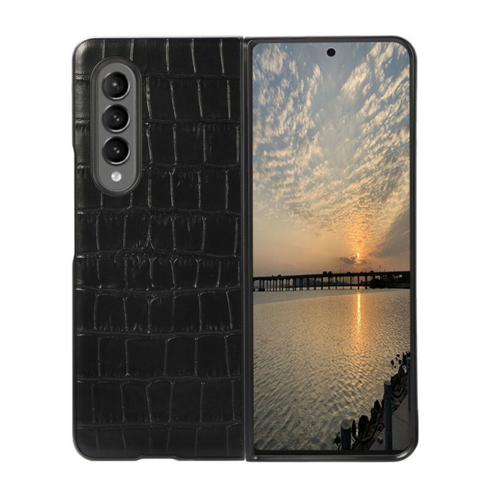 Hoesje voor Samsung Galaxy Z Fold 3 5G Echt Krokodillenleer