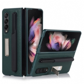 Hoesje voor Samsung Galaxy Z Fold 3 5G Echte Lederen Standaard En Stylushouder