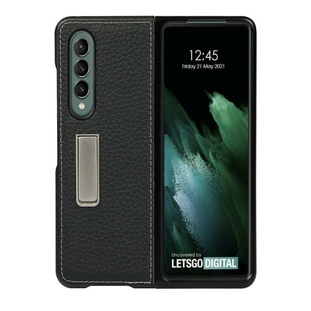 Hoesje voor Samsung Galaxy Z Fold 3 5G Echte Litchi Lederen Handsfree Ondersteuning