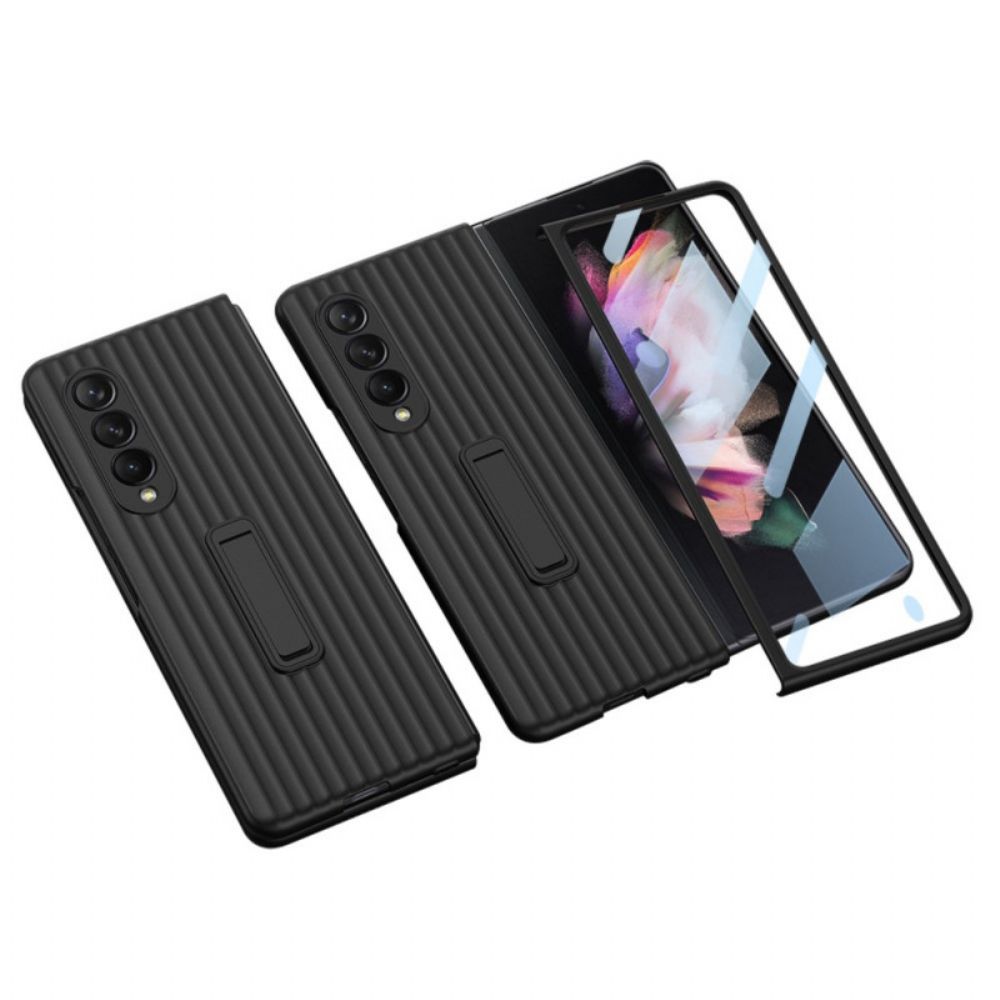 Hoesje voor Samsung Galaxy Z Fold 3 5G Gestructureerde Achterkant En Schermbeschermer Gkk