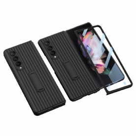 Hoesje voor Samsung Galaxy Z Fold 3 5G Gestructureerde Achterkant En Schermbeschermer Gkk