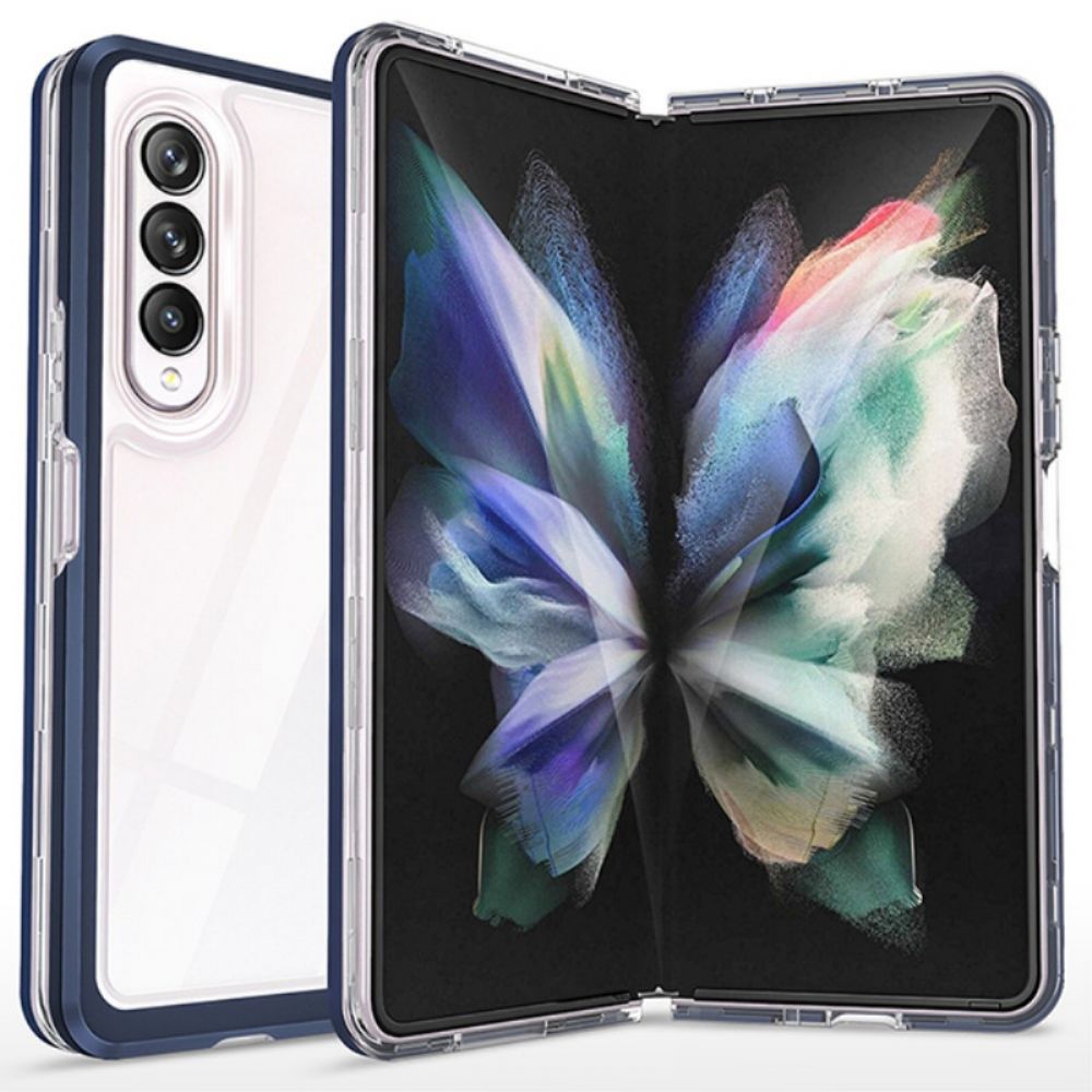 Hoesje voor Samsung Galaxy Z Fold 3 5G Hybride Transparant Gekleurde Randen