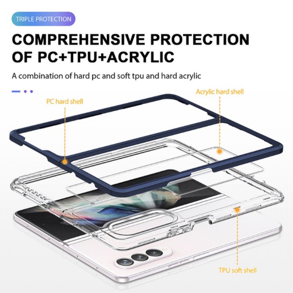 Hoesje voor Samsung Galaxy Z Fold 3 5G Hybride Transparant Gekleurde Randen